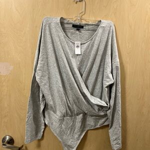 Banana Republic Gray Asymmetrical Wrap Blouse